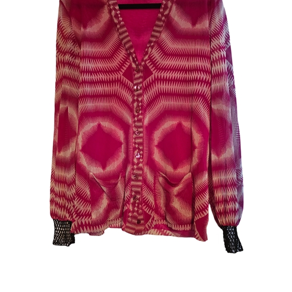 Jean Paul Gaultier Pink Cardigan Sweater with Bold Pattern - Picture 3 of 9